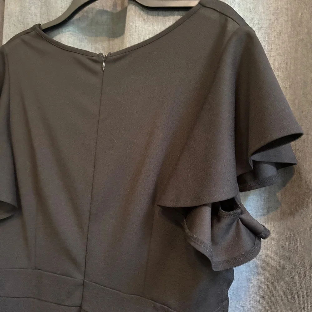 MIUSOL XXL Black Ruffle Sleeve V-Neck Maxi Dress Elegant Evening Party - Picture 8 of 10